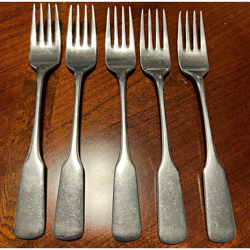 WMF Cromargan Pilgrim Pattern Stainless Steel Set of 5 Salad Forks Germany